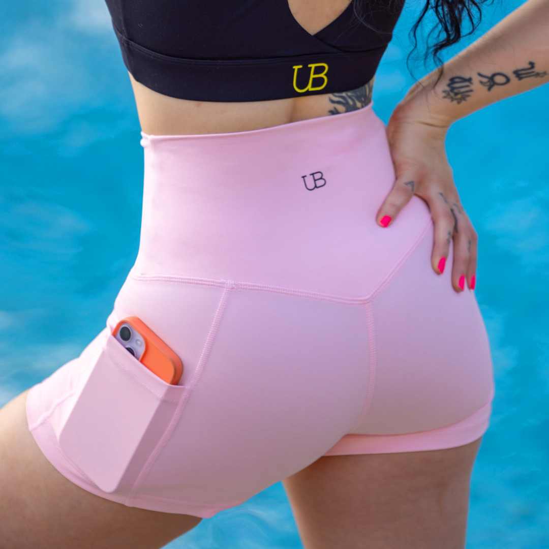 Pocketed Pink Yoga Booty Shorts Unseen Beauty Quality Athleisure