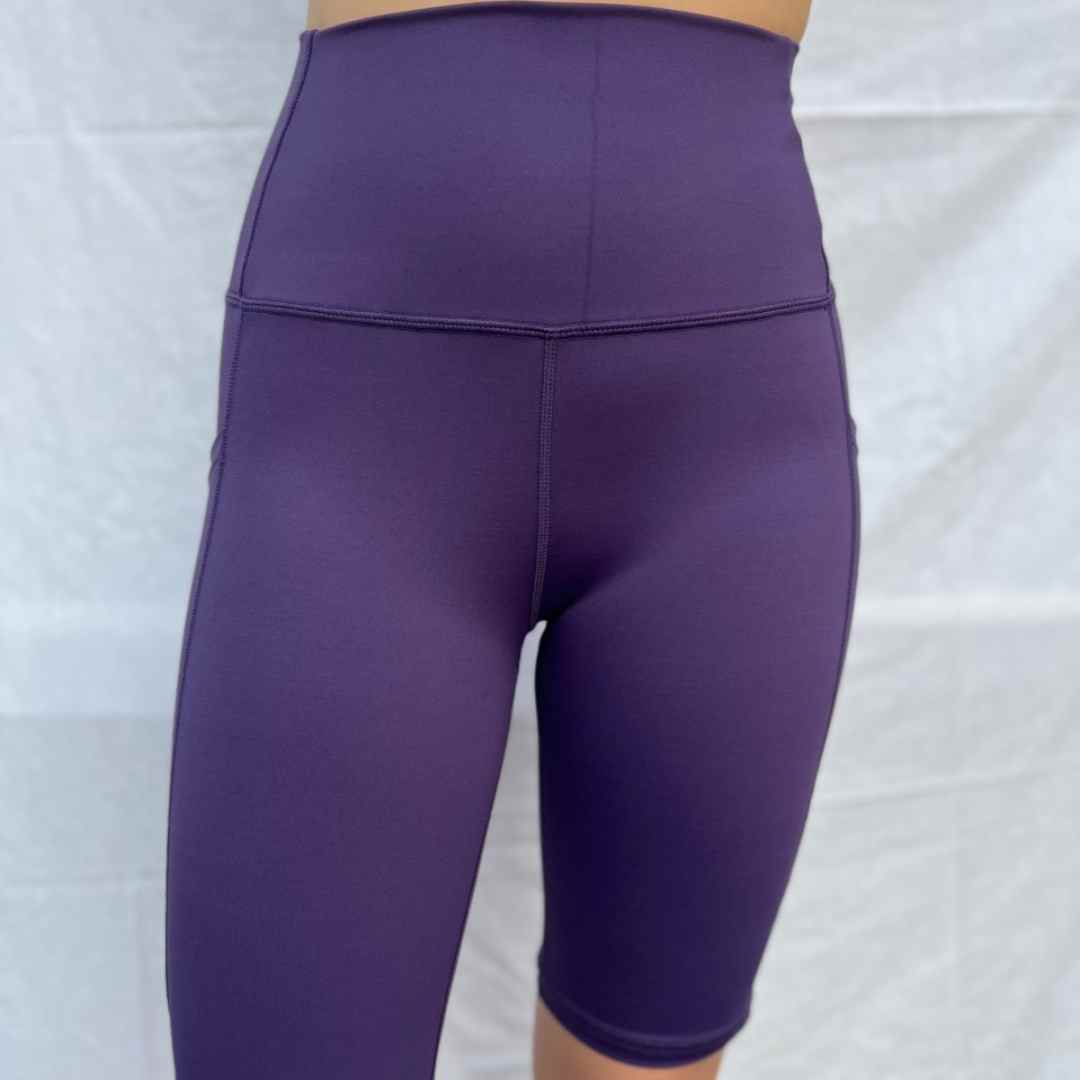 purple biker shorts unseen beauty quality athleisure trendy fashion wear front 3