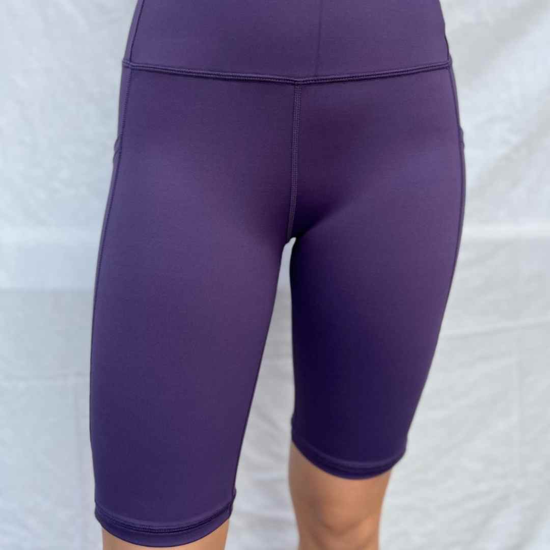 purple biker shorts unseen beauty quality athleisure trendy fashion wear front 1